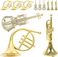 12pcs Musical Instrument Christmas Ornaments, Gold French Horn Trumpet Violin