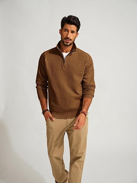 Mens Jumper Quarter Zip Sweaters, V Neck