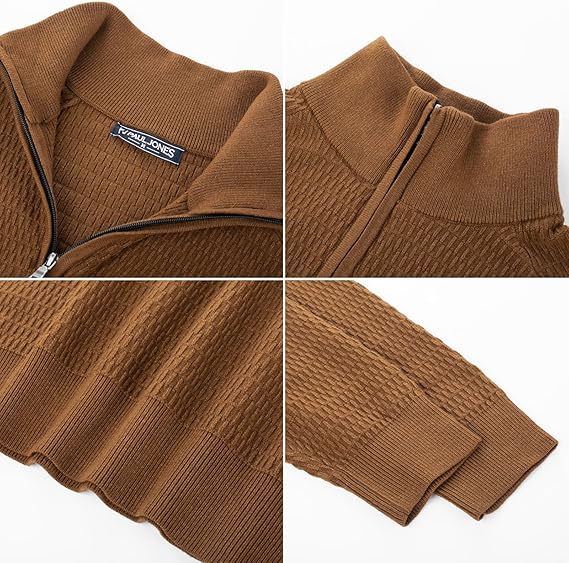 Mens Jumper Quarter Zip Sweaters, V Neck