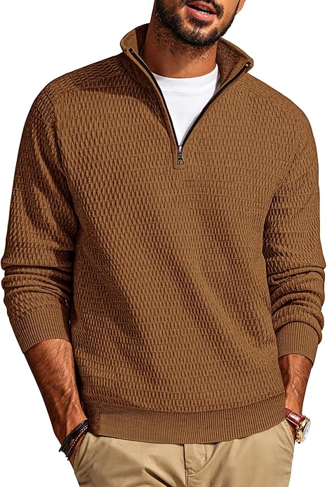 Mens Jumper Quarter Zip Sweaters, V Neck