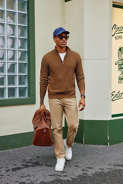 Mens Jumper Quarter Zip Sweaters, V Neck