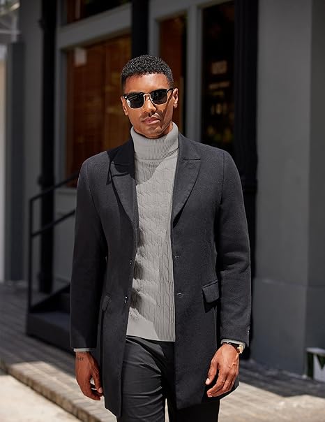 Mens Turtleneck Jumper Cable Knit Roll Neck