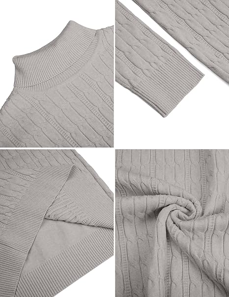 Mens Turtleneck Jumper Cable Knit Roll Neck